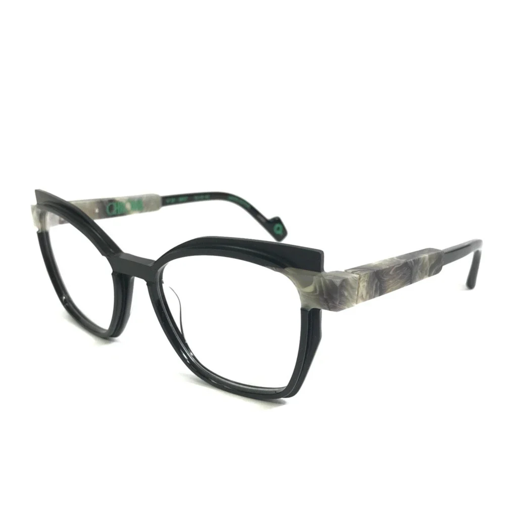 Etnia Barcelona Eyeglasses Frames CHROMA N39 BKGY Black Gray Full Rim 52-18-140